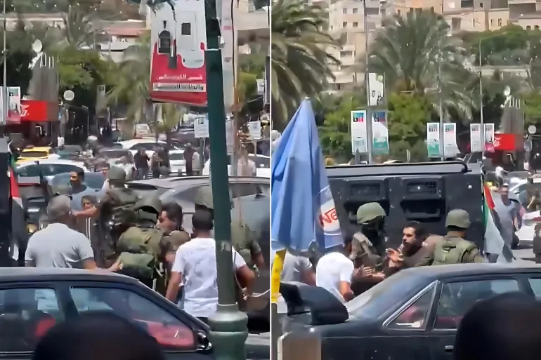 أمن السلطة يفرق مظاهرة في نابلس تطالب بإنهاء تجويع غزة